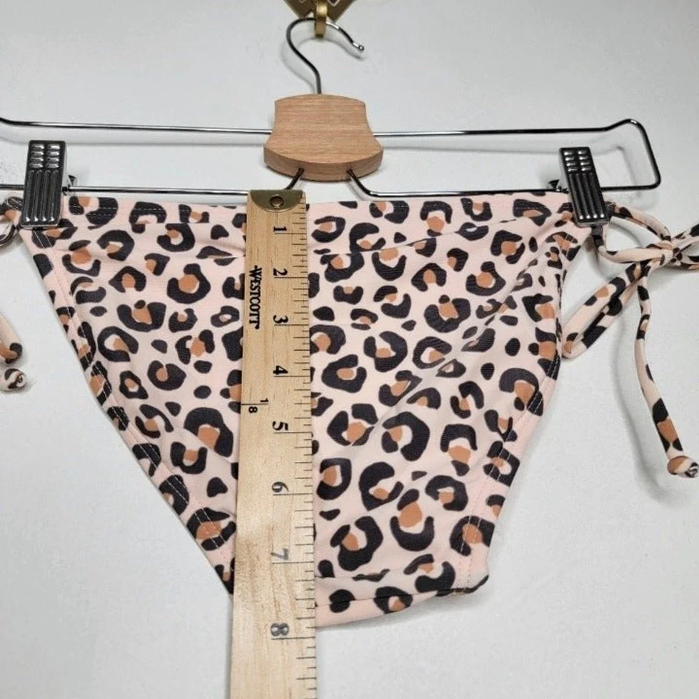 XHILARATION String Bikini Bottom Women's S Cheeky Hipster Pink Leopard Side Ties